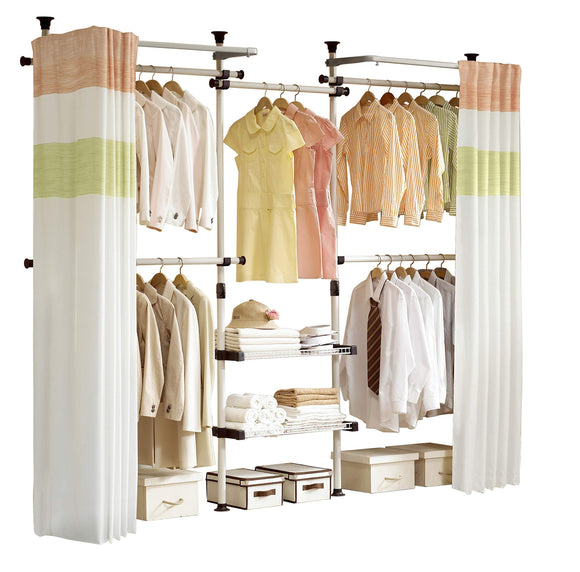 Budget prince hanger deluxe 4 tier shelf hanger with curtain clothing rack closet organizer phus 0061