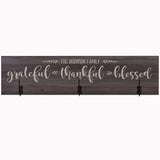 Personalized Grateful Thankful Blessed Coat Rack Wall Sign