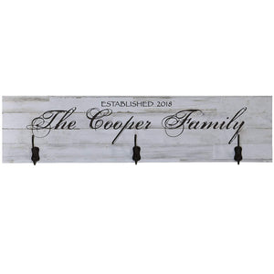 Personalized Established Last Name Wall Sign Coat Rack