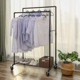 Buy songmics industrial pipe double rail wheels with commercial grade clothing hanging rack organizer for garment storage display black uhsr60b