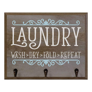 Wash Dry Fold Repeat Laundry Room Coat Rack Wall Sign