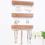 Budget friendly rhf rustic jewelry organizers necklace holder wall mounted storage rack wood metal jewelry organizers bracelets hook racks earring bar hanging jewelry organizer display home decor set of 3