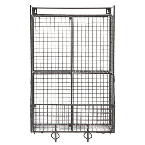 Explore wall mounted collapsible black metal wire mesh storage basket shelf organizer rack w 2 hanging hooks