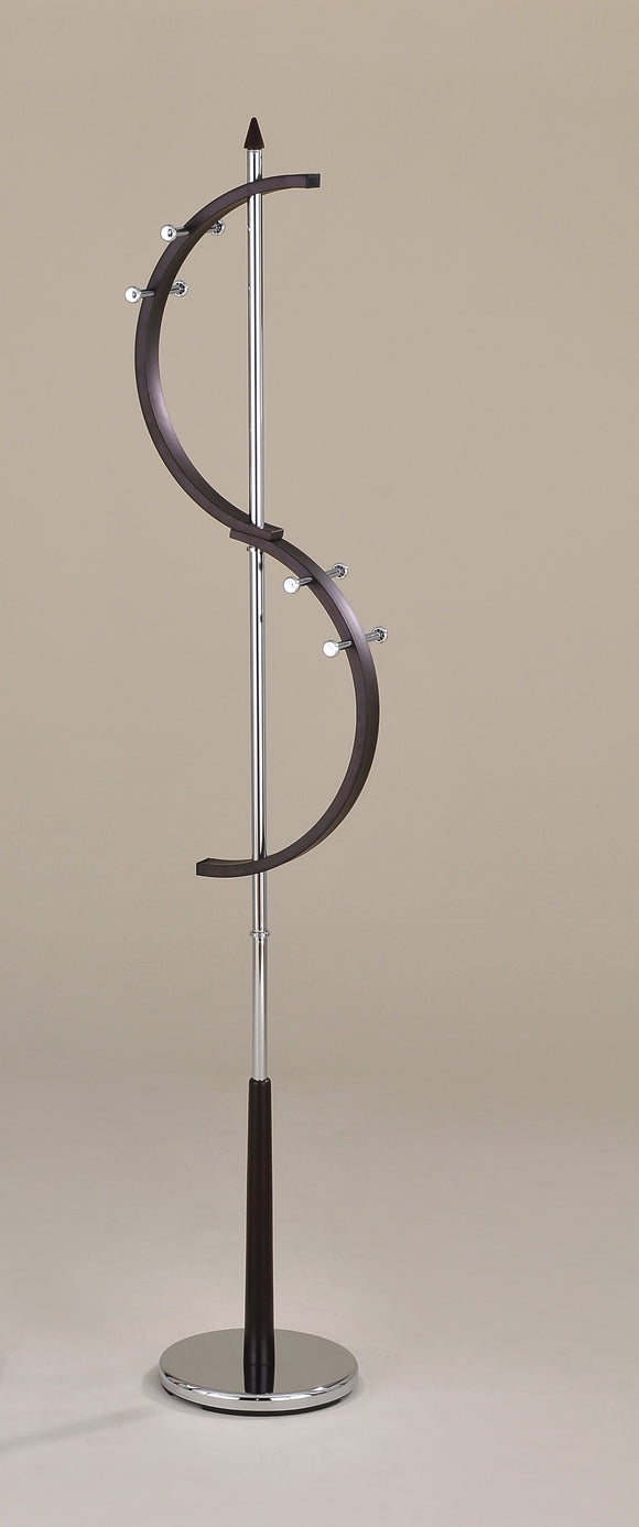 Acme Greg Coat Rack in Chrome and Brown Finish 98036