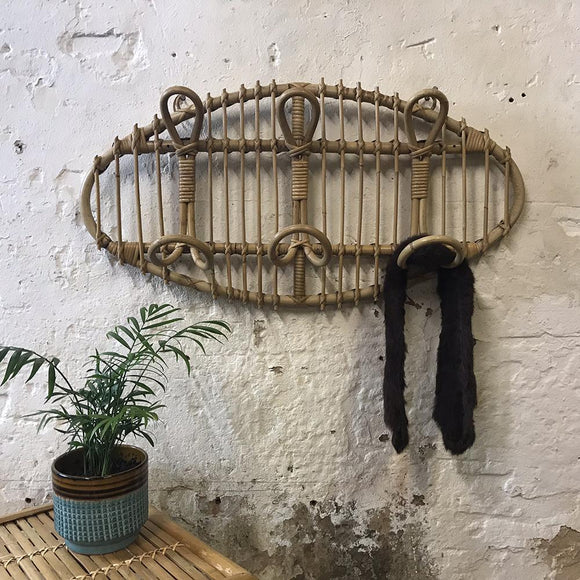 Cane / Bamboo Coat Rack - 4 Hooks