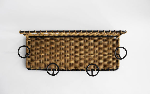 French Wicker Coat Rack Attributed to Jacques Adnet