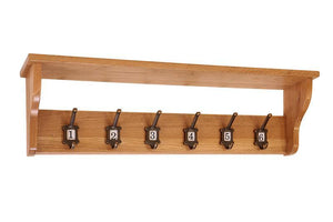 OAK SCHOOL Coat Rack with 6 numbered hooks