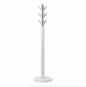Flapper Coat Rack White with Silver Hooks