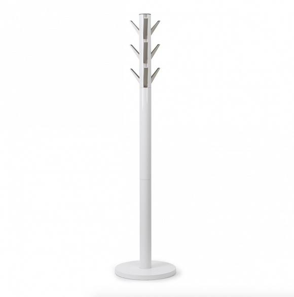Flapper Coat Rack White with Silver Hooks