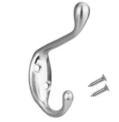 Coat Rack Hooks - 2 Prong - Hardware Set of 10 Satin Nickel