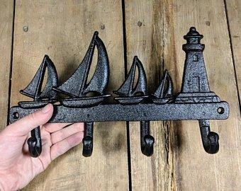 Black Sailboats Coat Rack