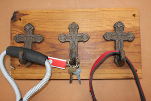 Spanish Mission Coat Rack Wall Mounted, Handmade in USA, Cast Iron, Reclaimed 100 Year Old Wood, The Country Hookers, CH-9