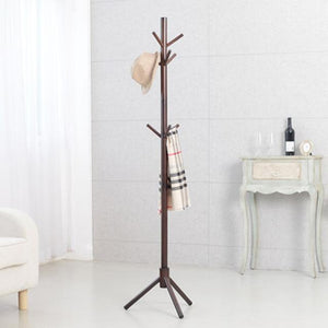 9 Hooks Solid Wooden Clothes Rack Coat Rack Racks Creative Furniture Clothes Racks Wooden Hangers Round Sticks Clothes Shelf