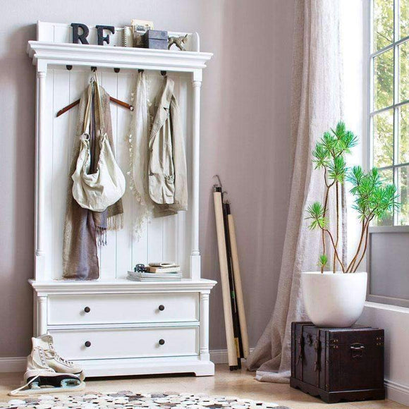 Provence White Painted Coat Rack Bench